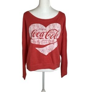 Coca-Cola XS Red Heart “Enjoy Coca-Cola” Distressed Graphic Sweatershirt